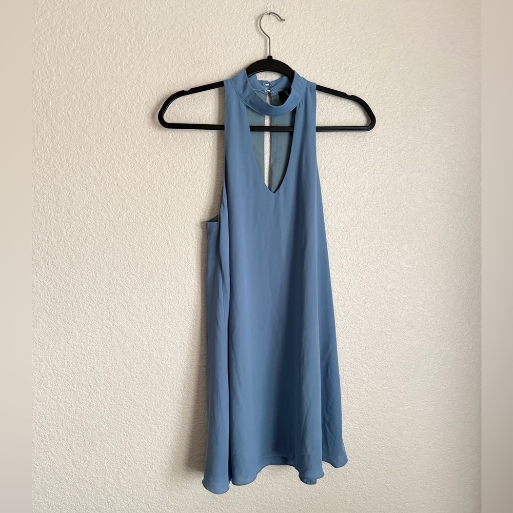Lulus Groove Thing Mini Swing Dress S Slate Blue - Picture 2 of 10